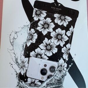 Kate Spade Waterproof Phone Holder Pouch Black and White Daisy NWT